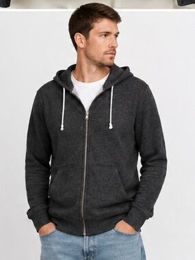 H&M Basic Charcoal Gray Zip-Up Hoodie – Men’s Medium